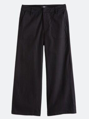 NWT Kut From The Kloth Black High-Rise Wide Leg Linen Pants